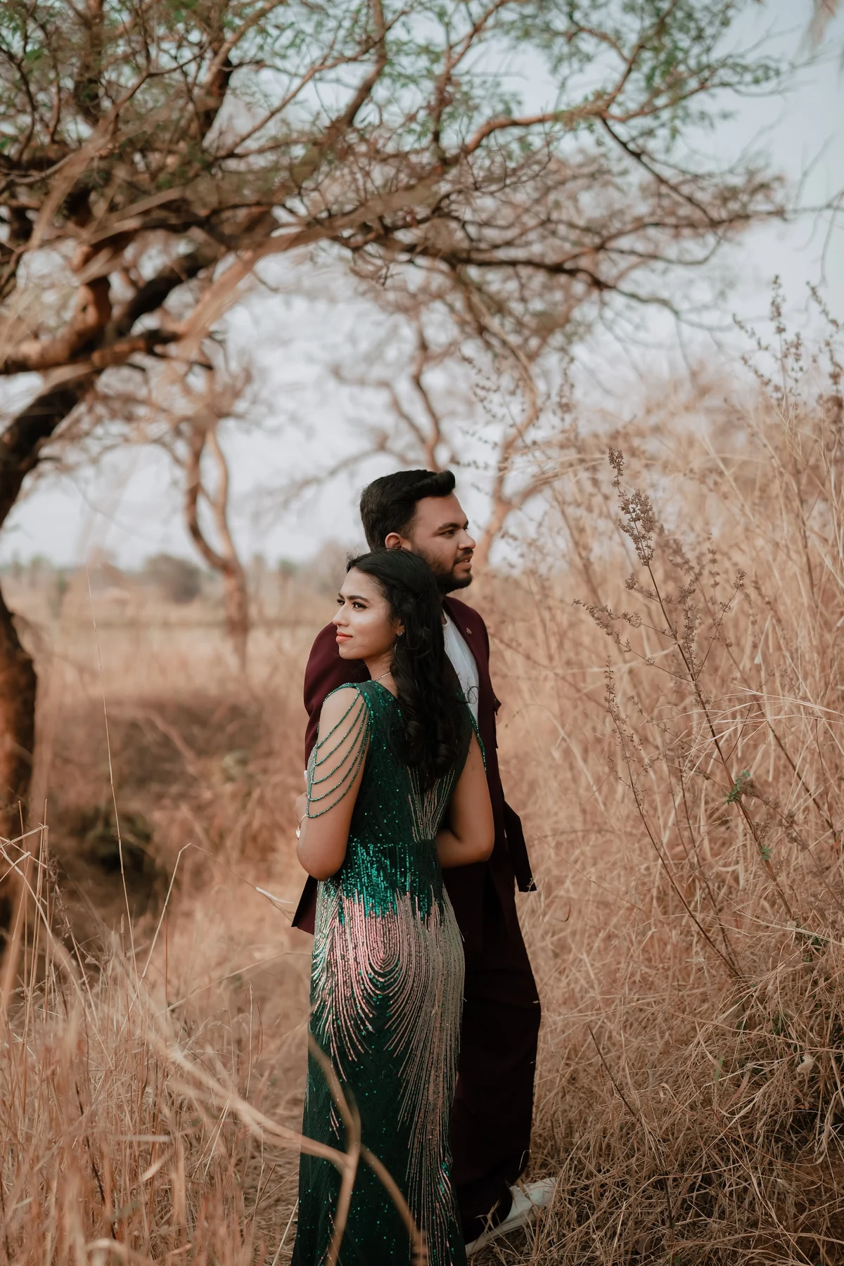 Romantic Couple Portrait in Golden Savanna Grass