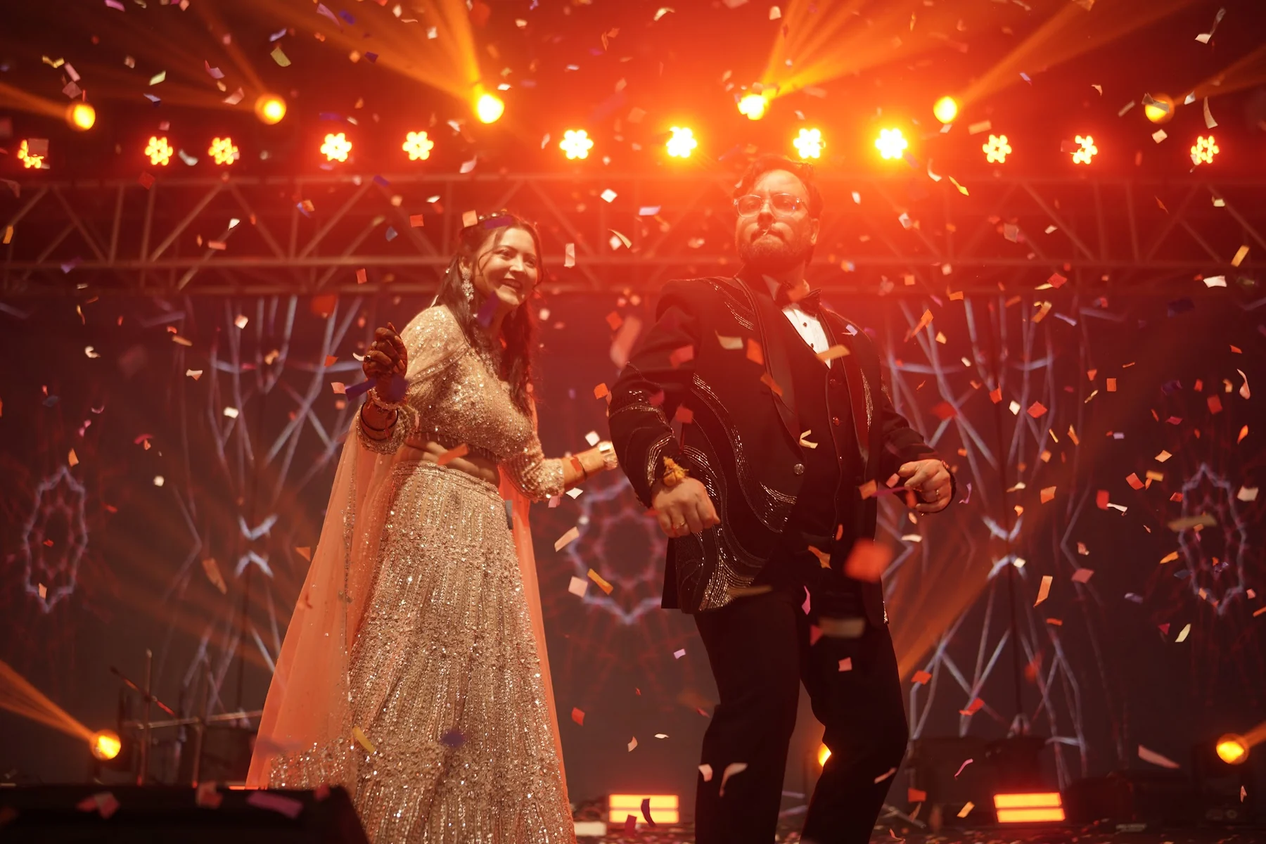 Golden Confetti Blast at Royal Sangeet